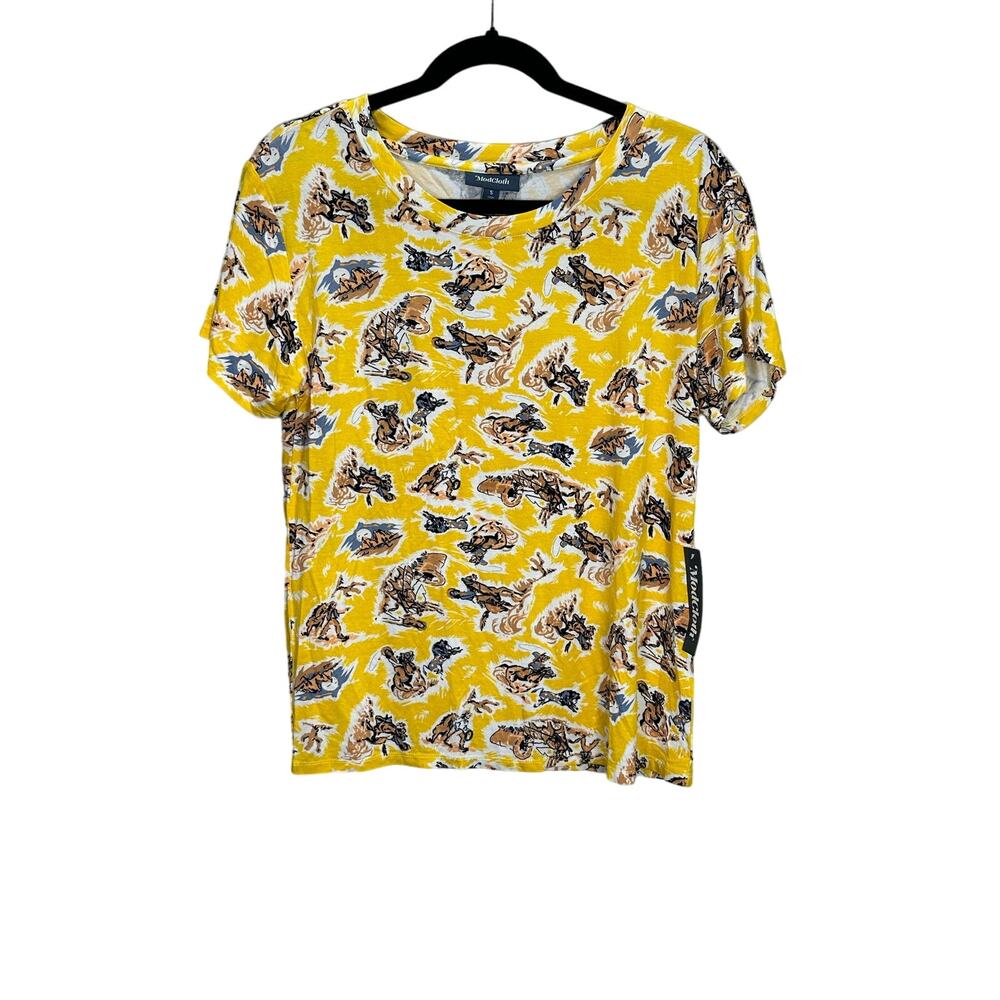 ModCloth NWT Women's Cowgirl Horses Novelty Print Top size Small